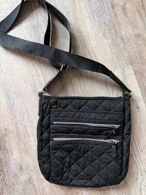 Vera Bradley Black Quilted Crossbody with Dual Front Zips